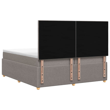 Boxmadras med topmadras Gråbrun 200 x 200 cm Stof