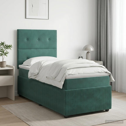Boxmadras med topmadras Mørkegrøn 100 x 200 cm Fløjl