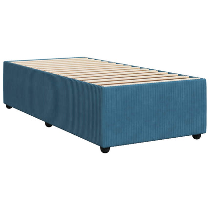 Boxmadras med topmadras med hovedgærde Blå 80 x 200 cm Fløjl