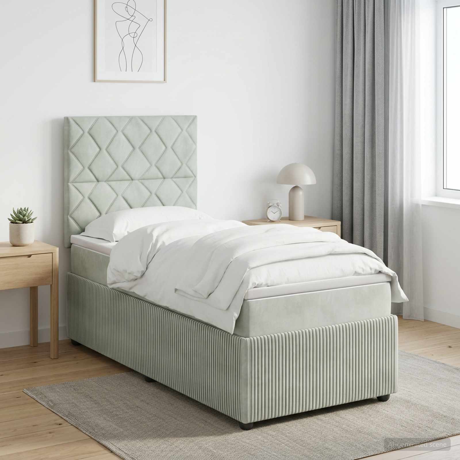 Boxmadras med topmadras Lysegr 90 x 200 cm Fljl