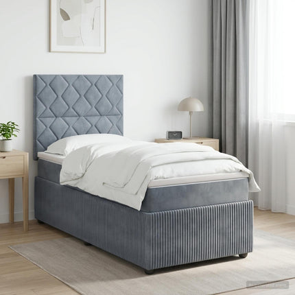 Boxmadras med topmadras Mørkegrå 100 x 200 cm Fløjl