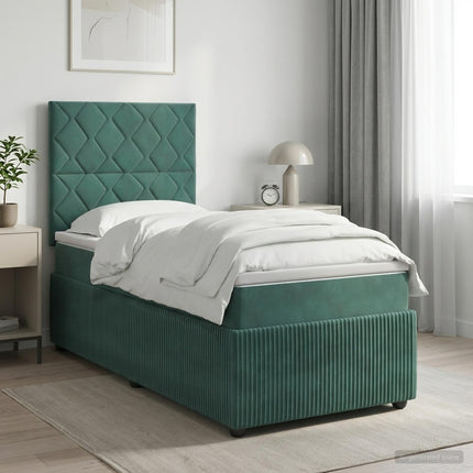 Boxmadras med topmadras Mørkegrøn 90 x 190 cm Fløjl