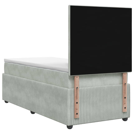 Boxmadras med topmadras Lysegrå 90 x 190 cm Fløjl
