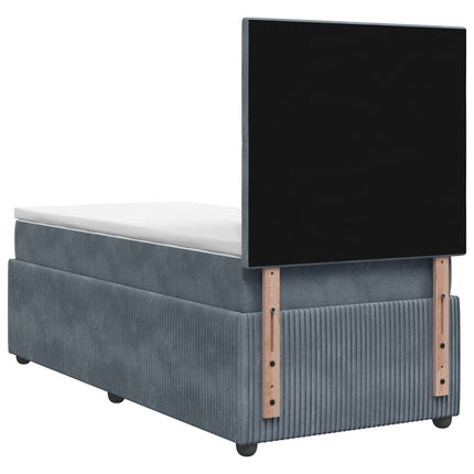 Boxmadras med topmadras Mørkegrå 90 x 190 cm Fløjl