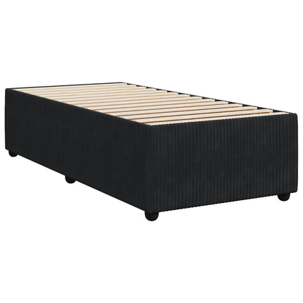 Boxmadras med topmadras med hovedgærde Sort 90 x 200 cm Fløjl
