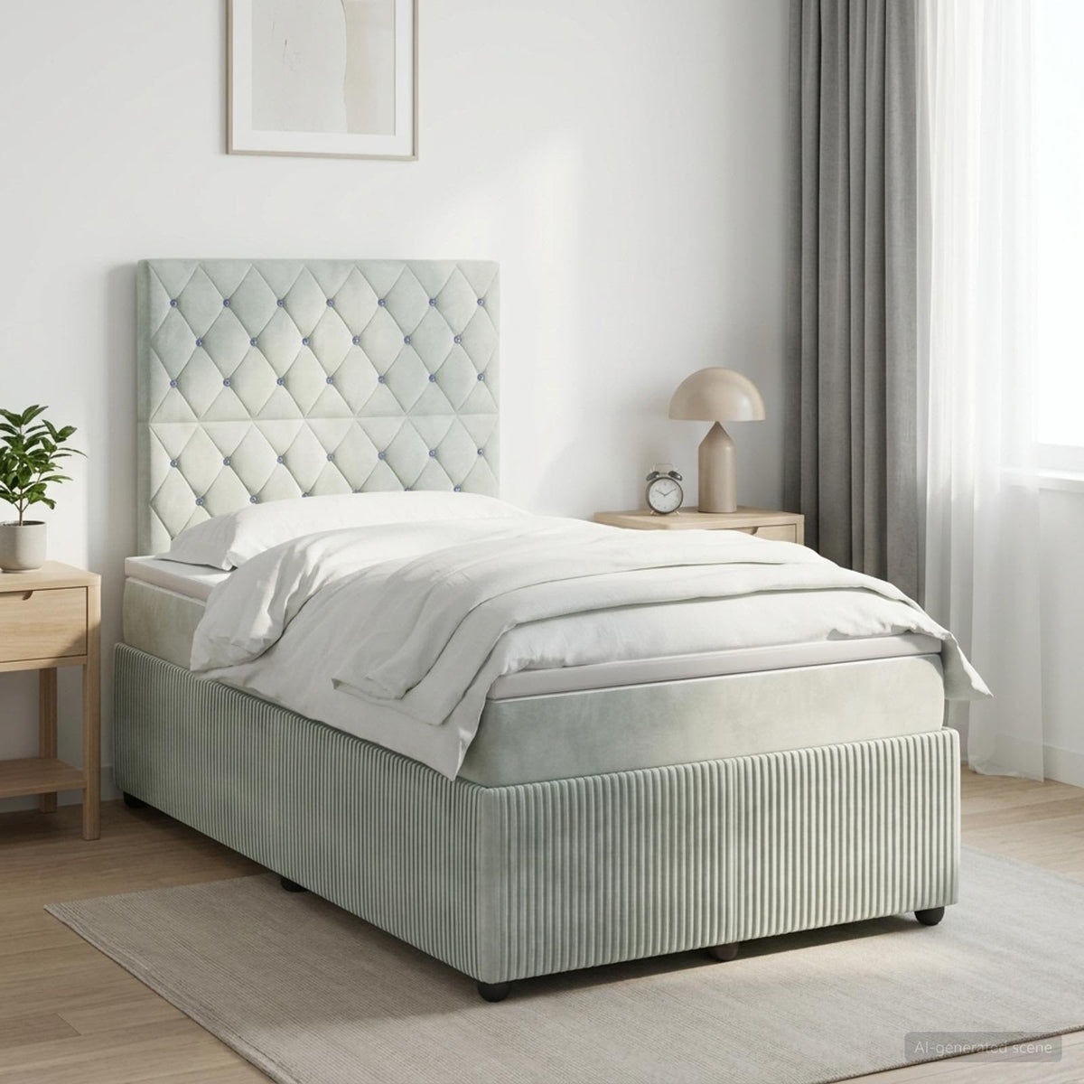 Boxmadras med topmadras Lysegr 120 x 190 cm Fljl