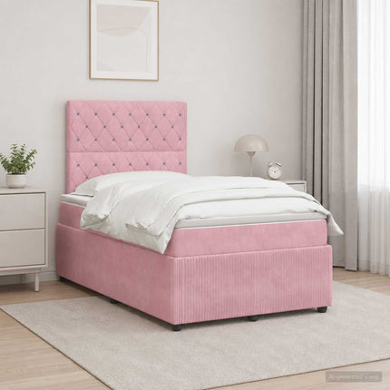 Boxmadras med topmadras Lyserød 120 x 190 cm Fløjl
