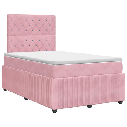 Boxmadras med topmadras Lyserød 120 x 190 cm Fløjl