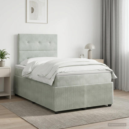 Boxmadras med topmadras Lysegrå 120 x 190 cm Fløjl