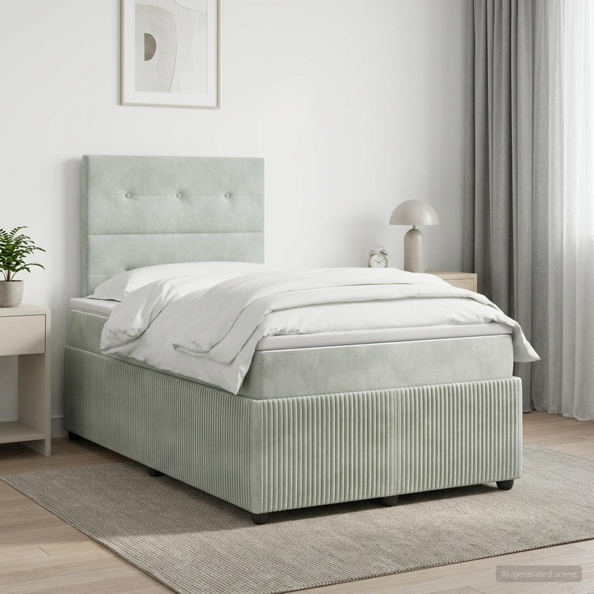 Boxmadras med topmadras Lysegr 120 x 190 cm Fljl
