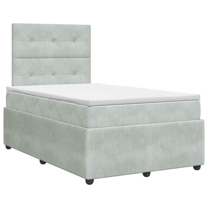 Boxmadras med topmadras Lysegrå 120 x 190 cm Fløjl