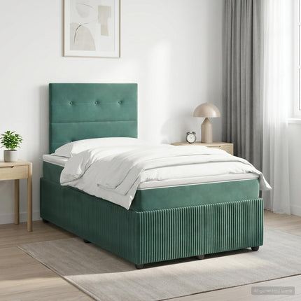 Boxmadras med topmadras Mørkegrøn 120 x 190 cm Fløjl