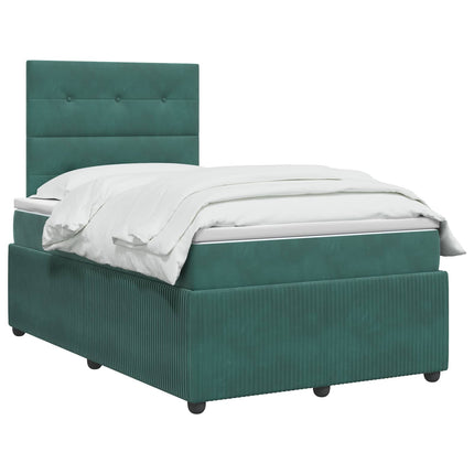 Boxmadras med topmadras Mørkegrøn 120 x 190 cm Fløjl