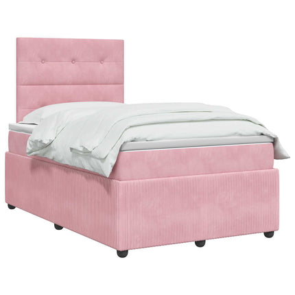 Boxmadras med topmadras Lyserød 120 x 190 cm Fløjl