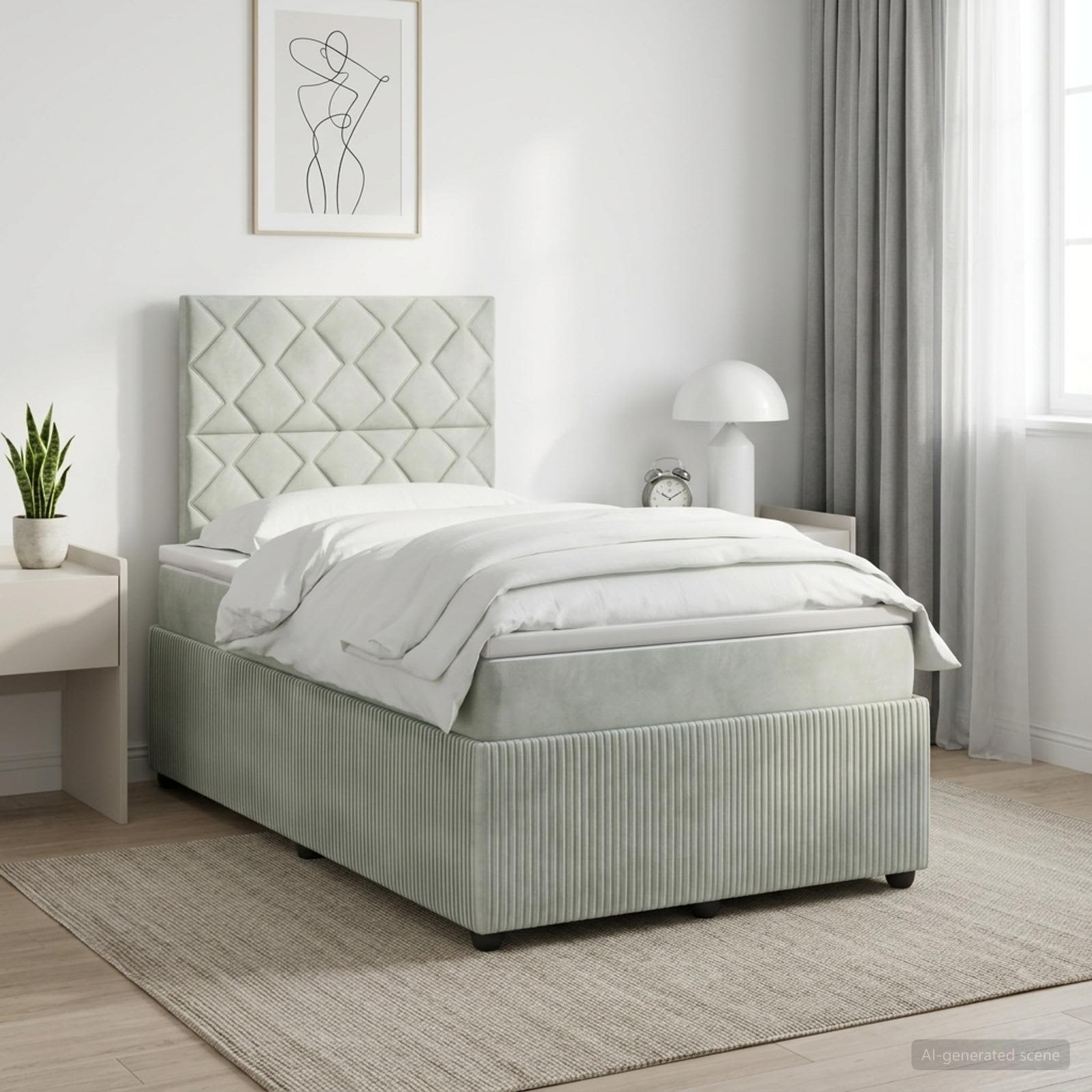 Boxmadras med topmadras Lysegr 120 x 190 cm Fljl