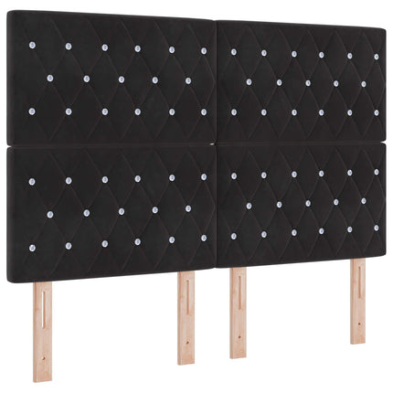 Boxmadras med topmadras med hovedgærde Sort 140 x 190 cm Fløjl