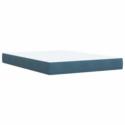 Boxmadras med topmadras med hovedgærde Blå 140 x 200 cm Fløjl