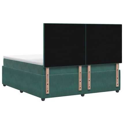 Boxmadras med topmadras Mørkegrøn 160 x 200 cm Fløjl
