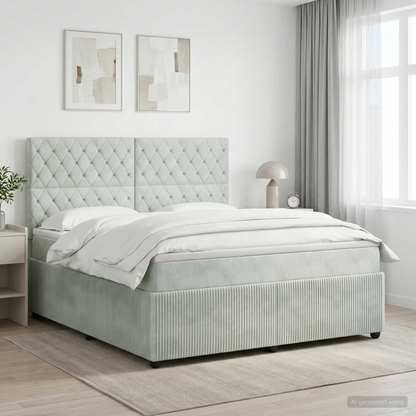 Boxmadras med topmadras Lysegr 180 x 200 cm Fljl