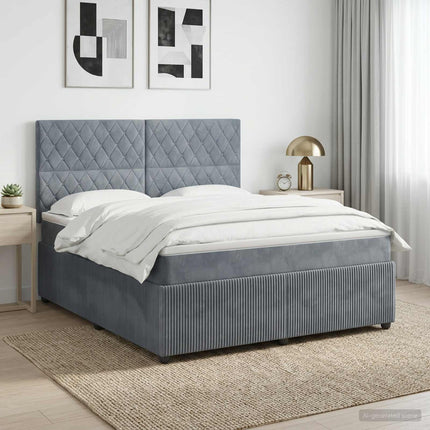 Boxmadras med topmadras Mørkegrå 140 x 190 cm Fløjl