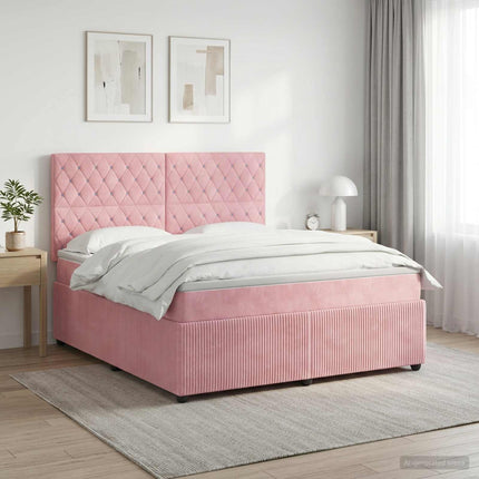 Boxmadras med topmadras Lyserød 140 x 200 cm Fløjl