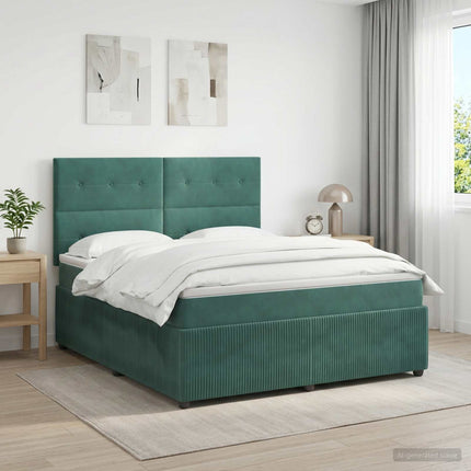 Boxmadras med topmadras Mørkegrøn 180 x 200 cm Fløjl