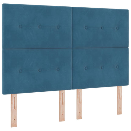 Boxmadras med topmadras med hovedgærde Blå 180 x 200 cm Fløjl