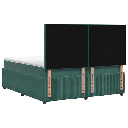 Boxmadras med topmadras Mørkegrøn 200 x 200 cm Fløjl