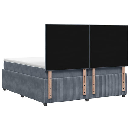 Boxmadras med topmadras Mørkegrå 200 x 200 cm Fløjl