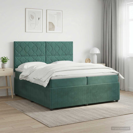 Boxmadras med topmadras Mørkegrøn 200 x 200 cm Fløjl