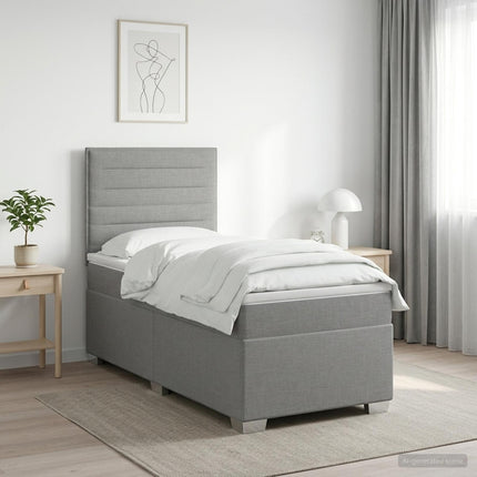 Boxmadras med topmadras Lysegrå 100 x 200 cm Stof