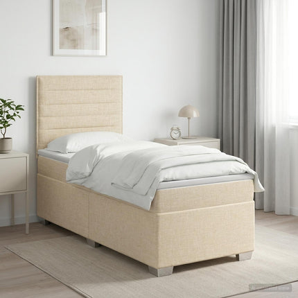 Boxmadras med topmadras Cremefarvet 90 x 190 cm Stof