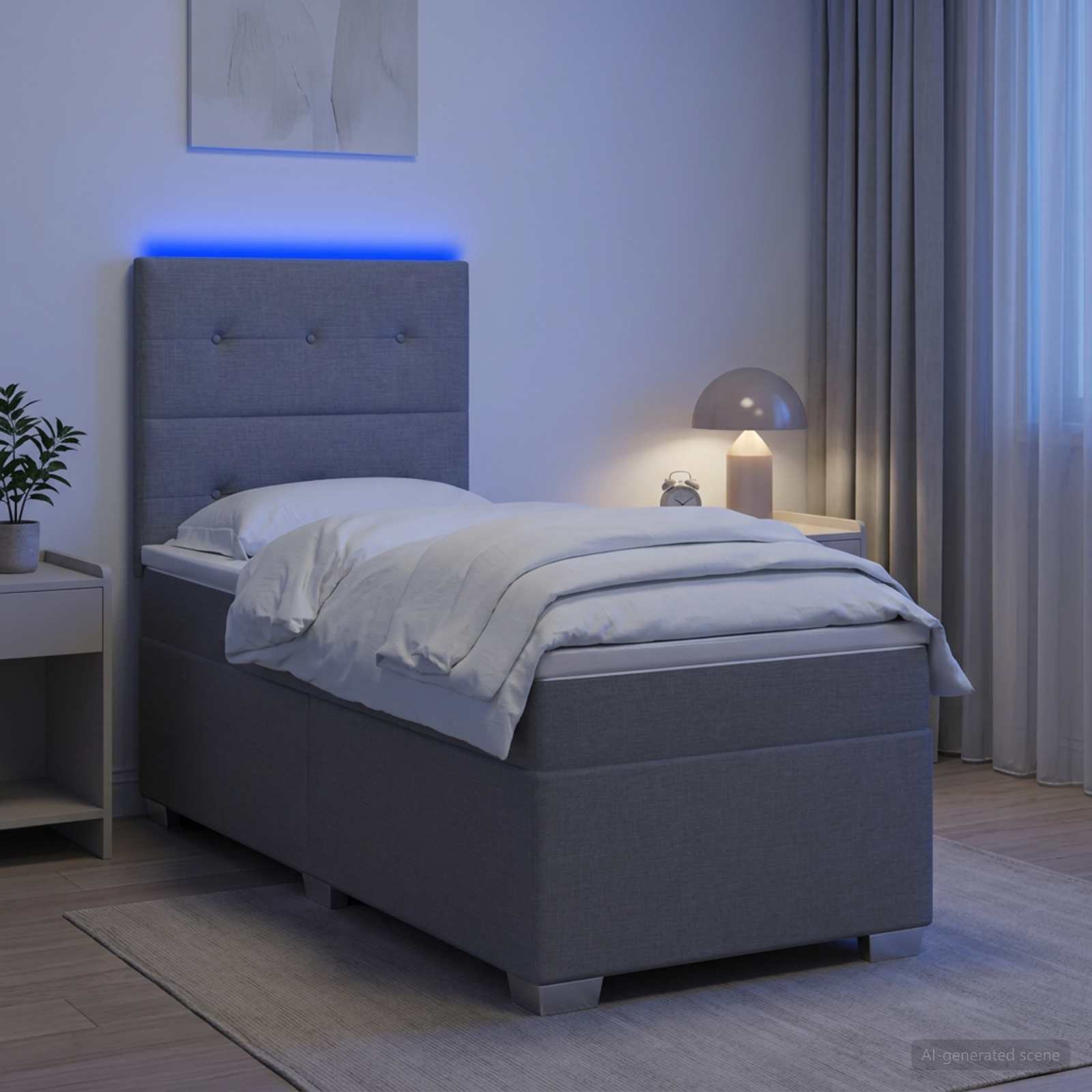 Boxmadras med topmadras Lysegr 100 x 200 cm Stof