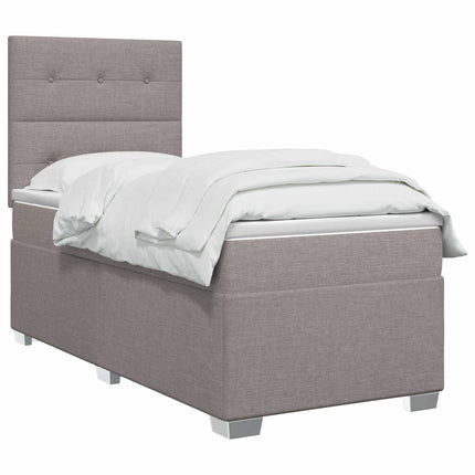 Boxmadras med topmadras med hovedgærde Gråbrun 80 x 200 cm Stof