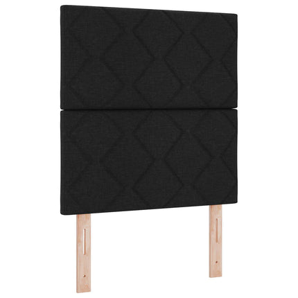 Boxmadras med topmadras med hovedgærde Sort 80 x 200 cm Stof
