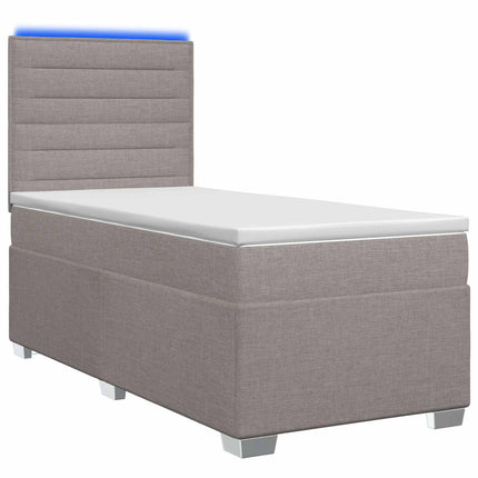 Boxmadras med topmadras med hovedgærde Gråbrun 90 x 190 cm Stof