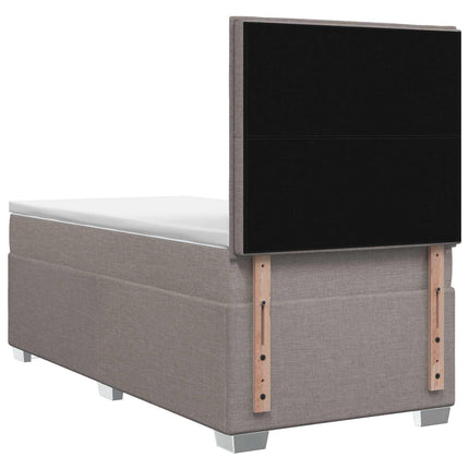 Boxmadras med topmadras med hovedgærde Gråbrun 90 x 190 cm Stof