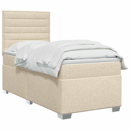 Boxmadras med topmadras Cremefarvet 90 x 190 cm Stof