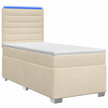 Boxmadras med topmadras Cremefarvet 90 x 200 cm Stof