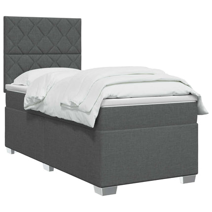 Boxmadras med topmadras Mørkegrå 100 x 200 cm Stof