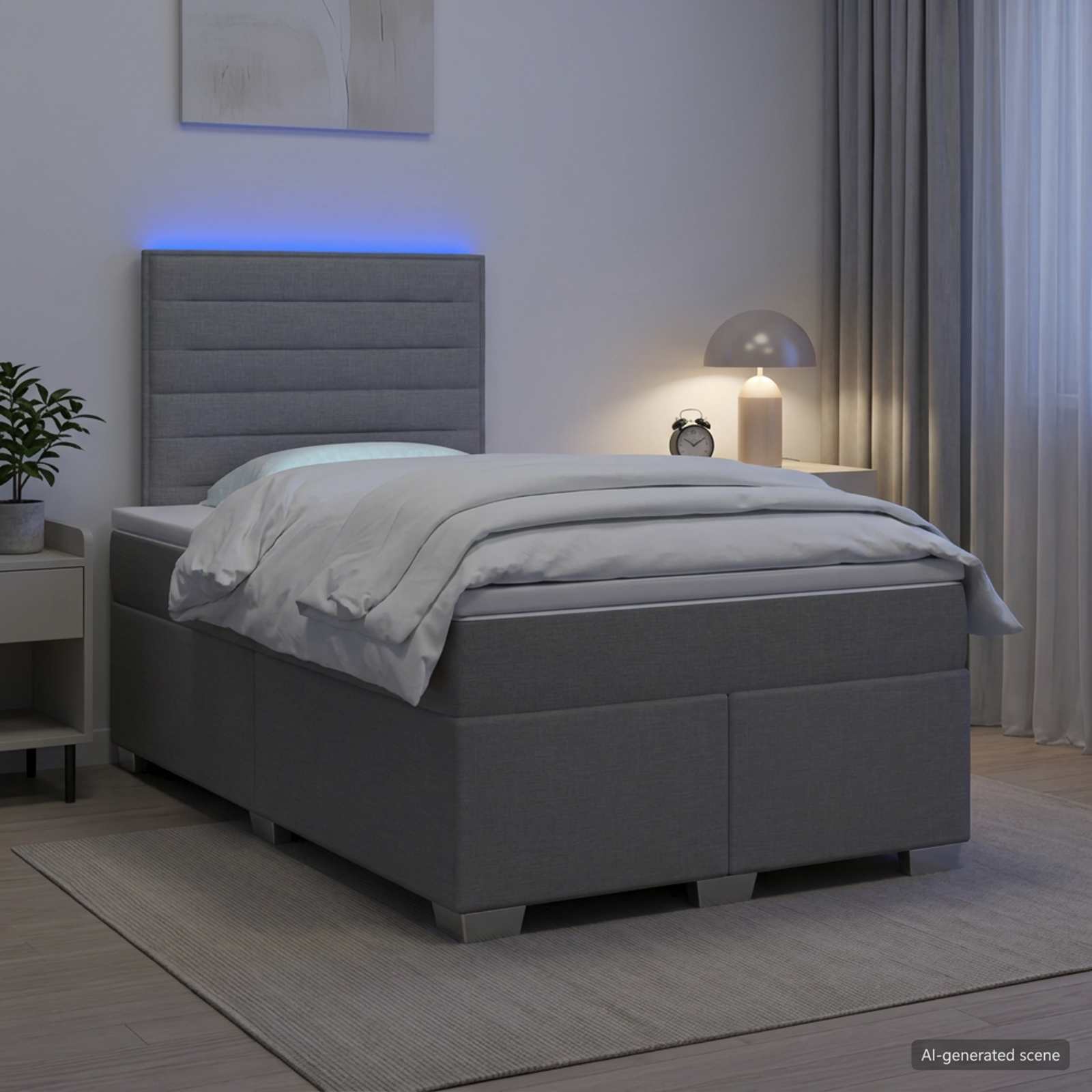 Boxmadras med topmadras Lysegr 120 x 190 cm Stof