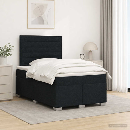Boxmadras med topmadras med hovedgærde Sort 120 x 190 cm Stof
