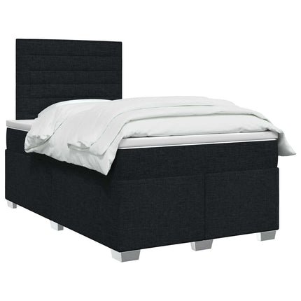 Boxmadras med topmadras med hovedgærde Sort 120 x 190 cm Stof