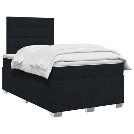 Boxmadras med topmadras med hovedgærde Sort 120 x 190 cm Stof