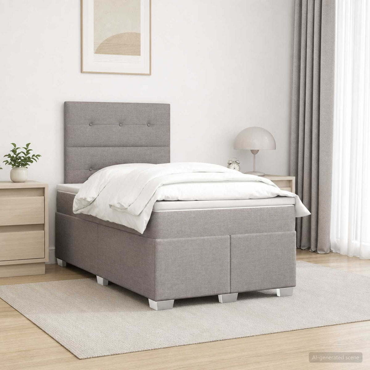 Boxmadras med topmadras Grbrun 120 x 190 cm Stof