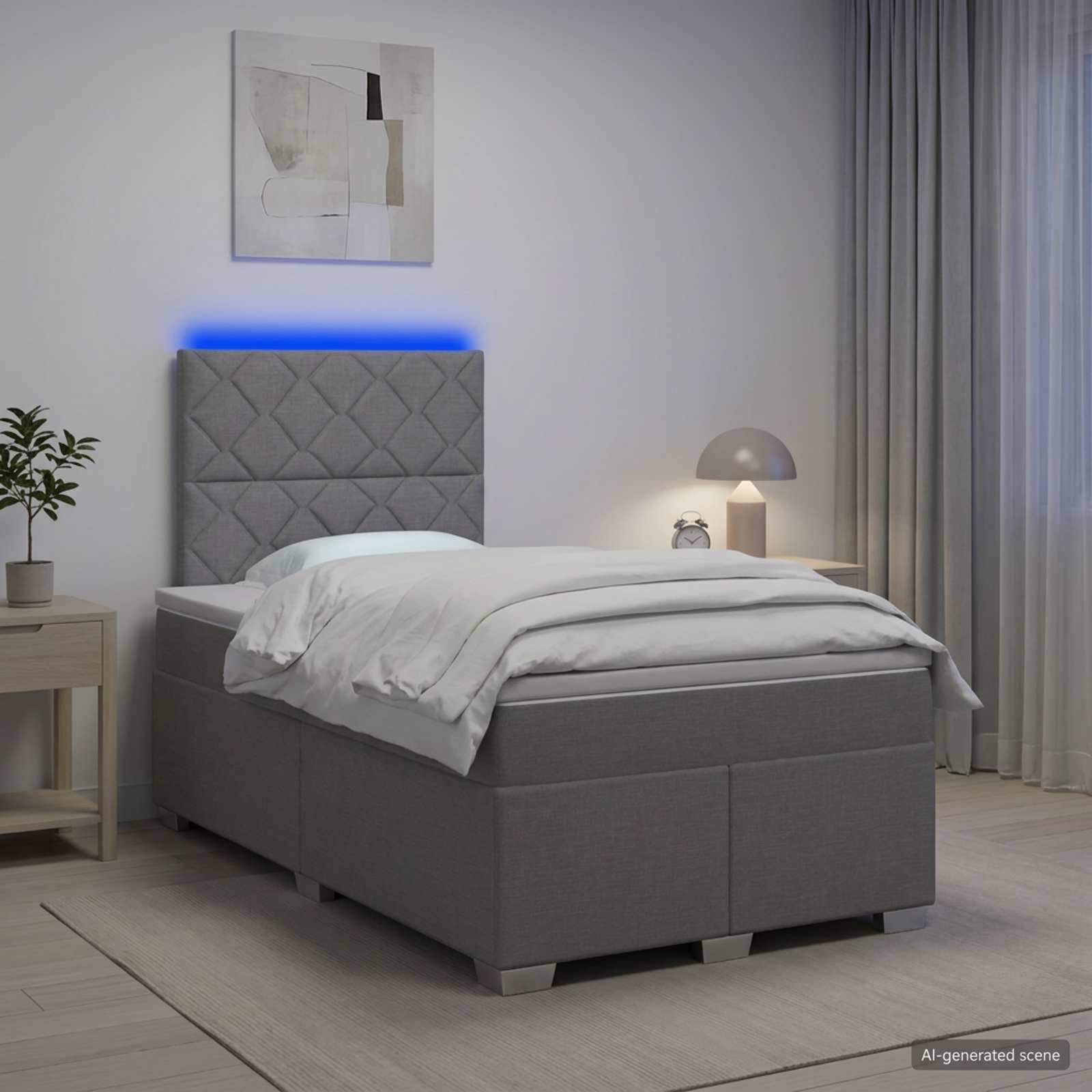 Boxmadras med topmadras Lysegr 120 x 190 cm Stof