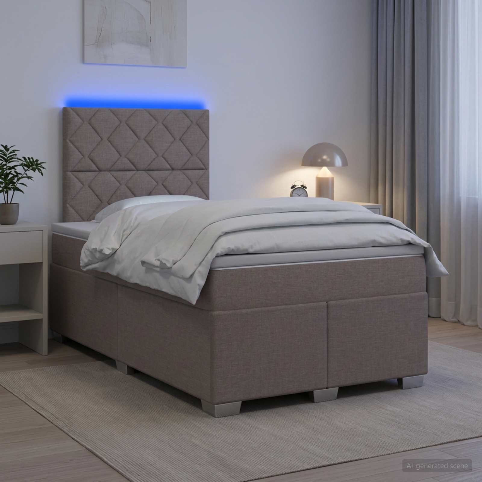 Boxmadras med topmadras Grbrun 120 x 190 cm Stof