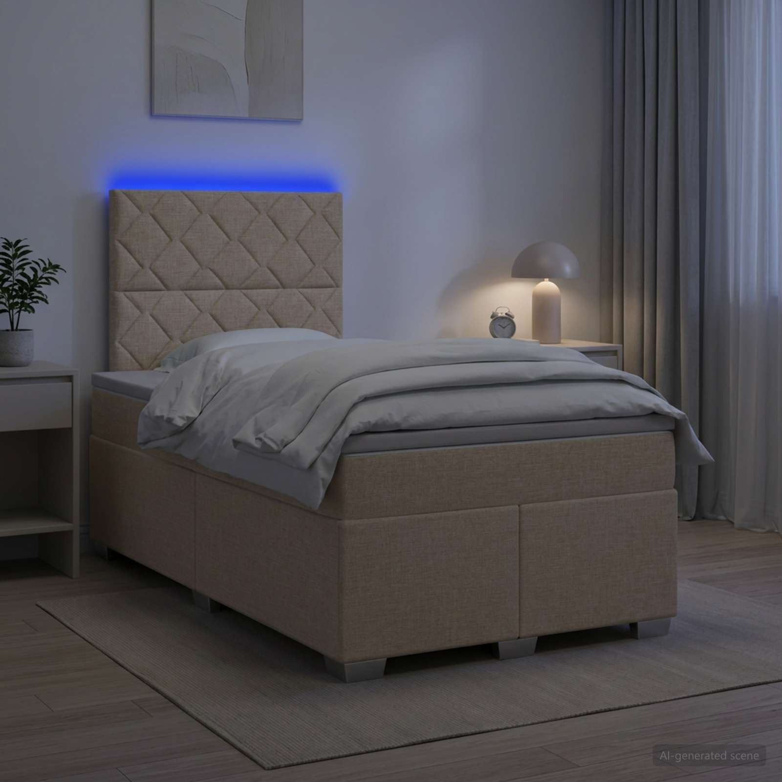 Boxmadras med topmadras Cremefarvet 120 x 190 cm Stof