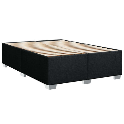 Boxmadras med topmadras med hovedgærde Sort 140 x 200 cm Stof