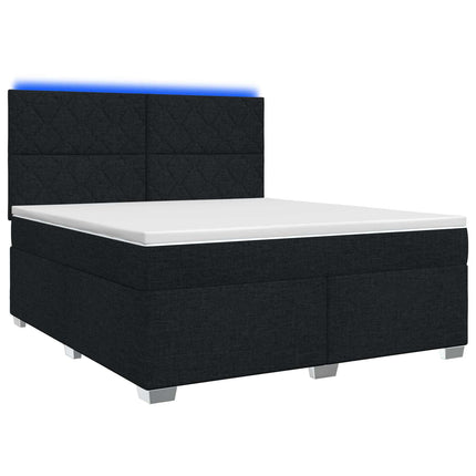 Boxmadras med topmadras med hovedgærde Sort 160 x 200 cm Stof